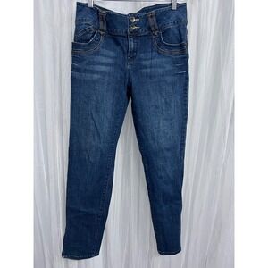 Apt 9 Womens Jeans Blue Wash Double Button‎ High Rise Zipper Ankle Size 10